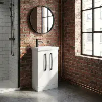 Aquatrend 455mm 2 Door Vanity Unit inc Ceramic Basin - Various Colours