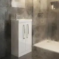 Aquatrend 455mm 2 Door Vanity Unit inc Ceramic Basin - Various Colours