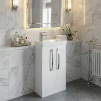 Aquatrend 455mm 2 Door Vanity Unit inc Ceramic Basin - Various Colours