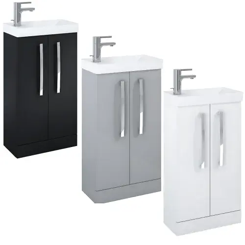 Aquatrend 455mm 2 Door Vanity Unit inc Ceramic Basin - Various Colours