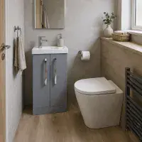 Aquatrend 455mm 2 Door Vanity Unit inc Ceramic Basin - Various Colours