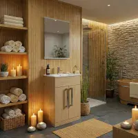 Aquatrend 515mm 2 Door Vanity Unit inc Ceramic Basin - Oak