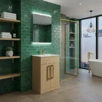 Aquatrend 515mm 2 Door Vanity Unit inc Ceramic Basin - Oak