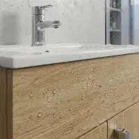 Aquatrend 515mm 2 Door Vanity Unit inc Ceramic Basin - Oak