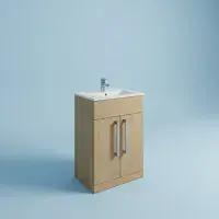 Aquatrend 515mm 2 Door Vanity Unit inc Ceramic Basin - Oak