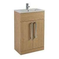 Aquatrend 515mm 2 Door Vanity Unit inc Ceramic Basin - Oak
