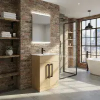 Aquatrend 515mm 2 Door Vanity Unit inc Ceramic Basin - Oak