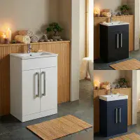 Aquatrend 515mm 2 Door Vanity Unit inc Ceramic Basin - Various Colours