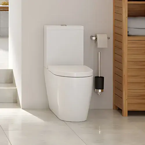 Aquila Close Coupled Toilet Rimless Fully Shrouded and Soft Close Seat, Comfort Height