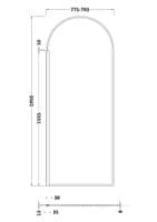 Arched 800mm Wetroom Screen with Optional Flipper, Matt Black