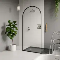 Arched 800mm Wetroom Screen with Optional Flipper, Matt Black