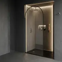 Arched 900mm Wetroom Screen with Optional Flipper, Matt Black
