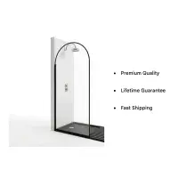 Arched 900mm Wetroom Screen with Optional Flipper, Matt Black