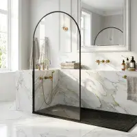 Arched 900mm Wetroom Screen with Optional Flipper, Matt Black