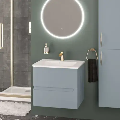 Arda Basin Unit Wall Hung Matt Grey - Left hand - 600mm