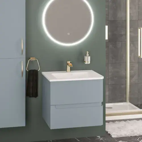 Arda Basin Unit Wall Hung Matt Grey - Right Hand - 600mm