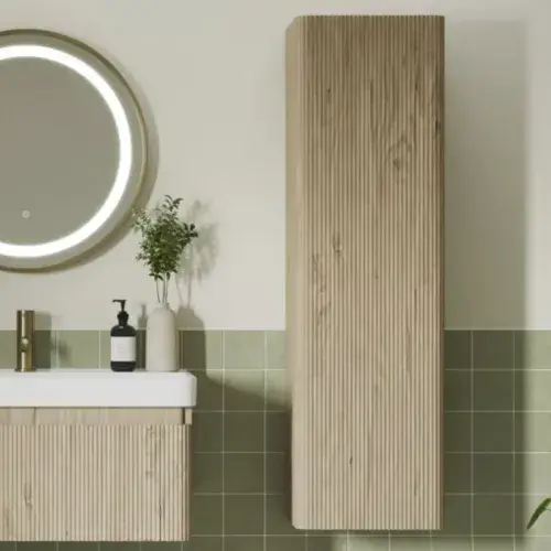 Arden 350mm Wall Hung 1 Door Tall Unit - Textured Oak