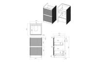 Arden 500mm Floor Standing 2 Drawer Basin Unit & Ceramic Basin - Textured Oak