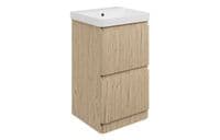 Arden 500mm Floor Standing 2 Drawer Basin Unit & Ceramic Basin - Textured Oak