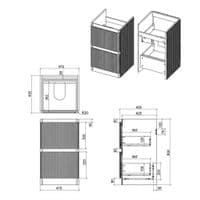 Arden 500mm Floor Standing 2 Drawer Basin Unit & Ceramic Basin - Textured Oak