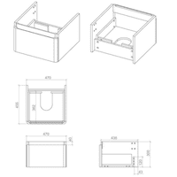 Arden 500mm Wall Hung 1 Drawer Basin Unit & Basin - Textured Walnut