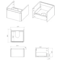 Arden 500mm Wall Hung 1 Drawer Basin Unit & Ceramic Basin - Textured Oak