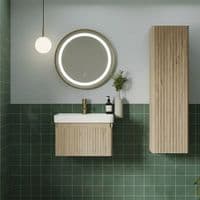 Arden 500mm Wall Hung 1 Drawer Basin Unit & Ceramic Basin | Textured Oak | Lifetime Guarantee