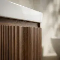 Arden 600mm Wall Hung 1 Drawer Basin Unit & Basin - Textured Walnut