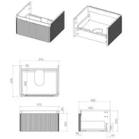 Arden 600mm Wall Hung 1 Drawer Basin Unit & Basin - Textured Walnut