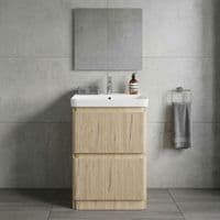 Arden 605mm Floor Standing 2 Drawer Basin Unit & Ceramic Basin - Textured Oak