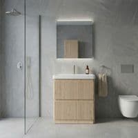Arden 805mm Floor Standing 2 Drawer Basin Unit & Ceramic Basin - Textured Oak