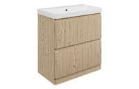 Arden 805mm Floor Standing 2 Drawer Basin Unit & Ceramic Basin - Textured Oak
