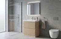 Arden 805mm Floor Standing 2 Drawer Basin Unit & Ceramic Basin - Walnut