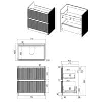 Arden 805mm Floor Standing 2 Drawer Basin Unit & Ceramic Basin - Walnut