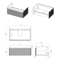 Arden 805mm Wall Hung 1 Drawer Basin Unit & Ceramic Basin - Textured Walnut