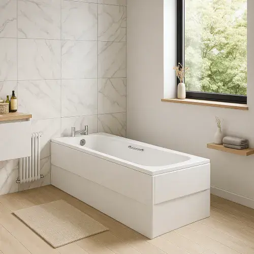 Armitage Shanks Sandrigham 21 1700x700mm 2 Taphole Water Saving Bath, Chrome Grips and Tread Pattern