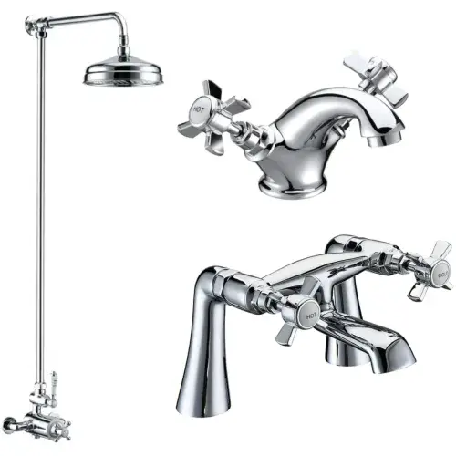 Aspire Traditional Exposed Shower & Tap Pack Chrome