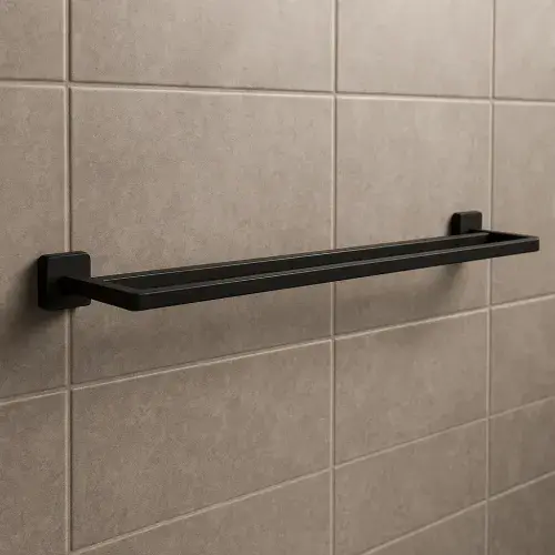 Asti 600mm Double Towel Rail - Matt Black