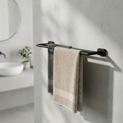 Asti 600mm Double Towel Rail - Matt Black
