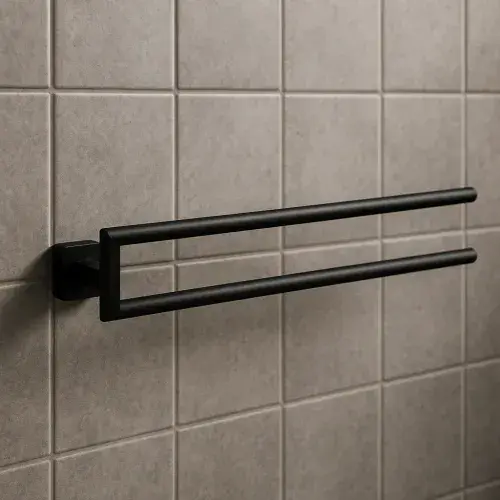 Asti Double Split Towel Rail - Matt Black