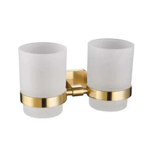 Asti Double Tumbler Holder - Brushed Brass
