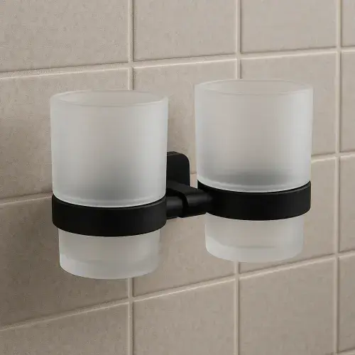 Asti Double Tumbler Holder - Matt Black