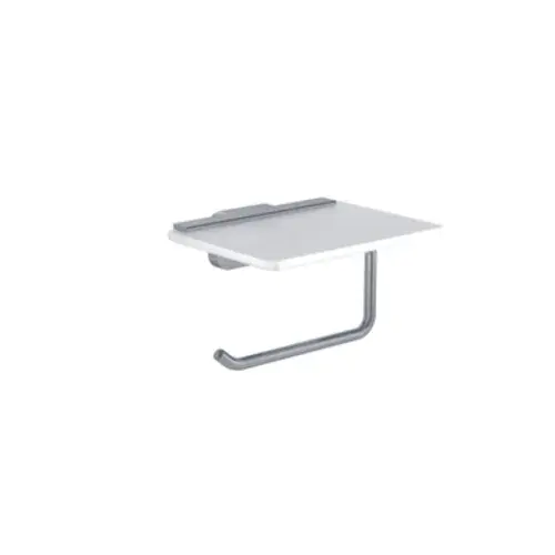 Asti Toilet Roll Holder with Glass Shelf - Chrome