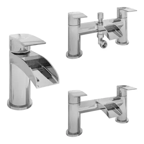 Aston Chrome Bathroom Tap Set - Basin Mono, Bath Filler & Bath Shower Mixer with Handset