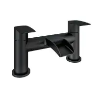 Aston Matt Black Bathroom Tap Pack Basin Mixer & Bath Filler/Bath Shower Mixer