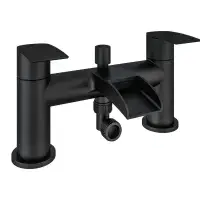 Aston Matt Black Bathroom Tap Pack Basin Mixer & Bath Filler/Bath Shower Mixer
