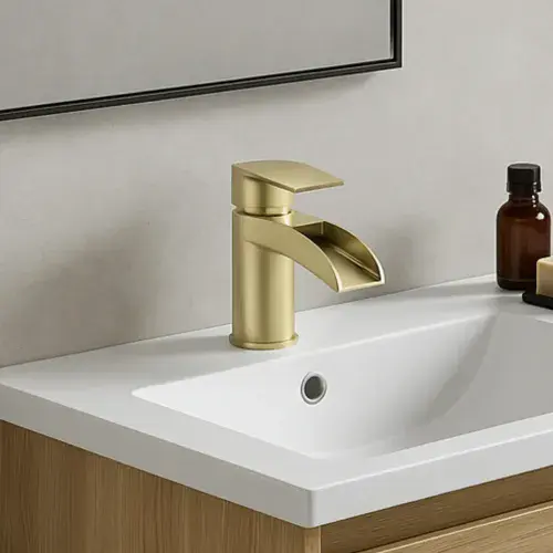 Aston PVD Coated Basin Mono Tap with Waste Brushed Brass