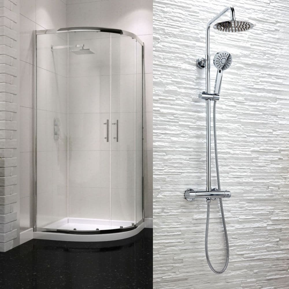 B6 800mm Quadrant Enclosure Pack inc Dual Head Shower & Tray