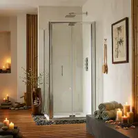 B6 Semi Frameless Bifold Shower Door Enclosure, Chrome