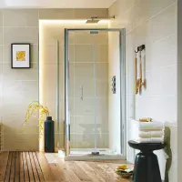 B6 Semi Frameless Bifold Shower Door Enclosure, Chrome
